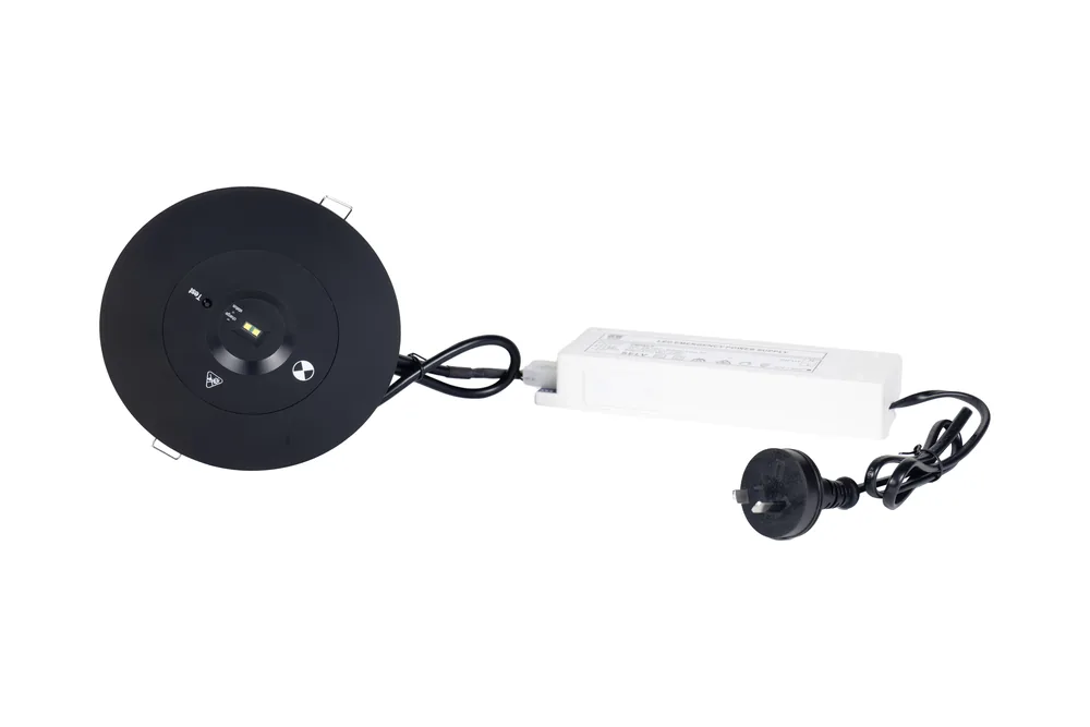 LED Recessed Emergency Self Test Luminaire Black - D80 Classification