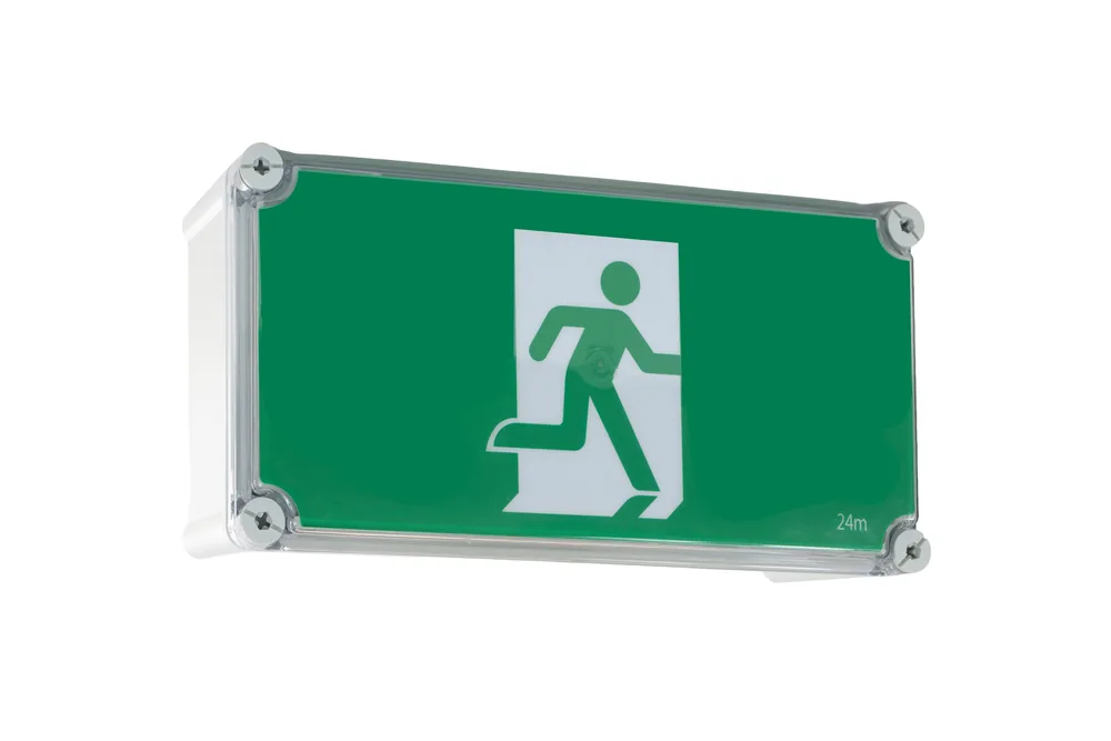 LED Wall Mount Weatherproof Exit With No Arrow Running Man Decal